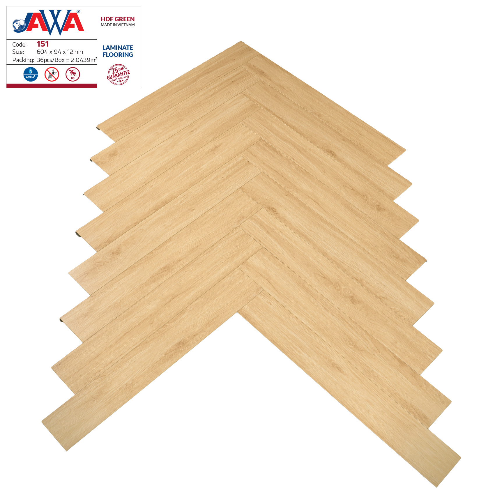 SÀN GỖ 12MM XƯƠNG CÁ LÕI XANH 151