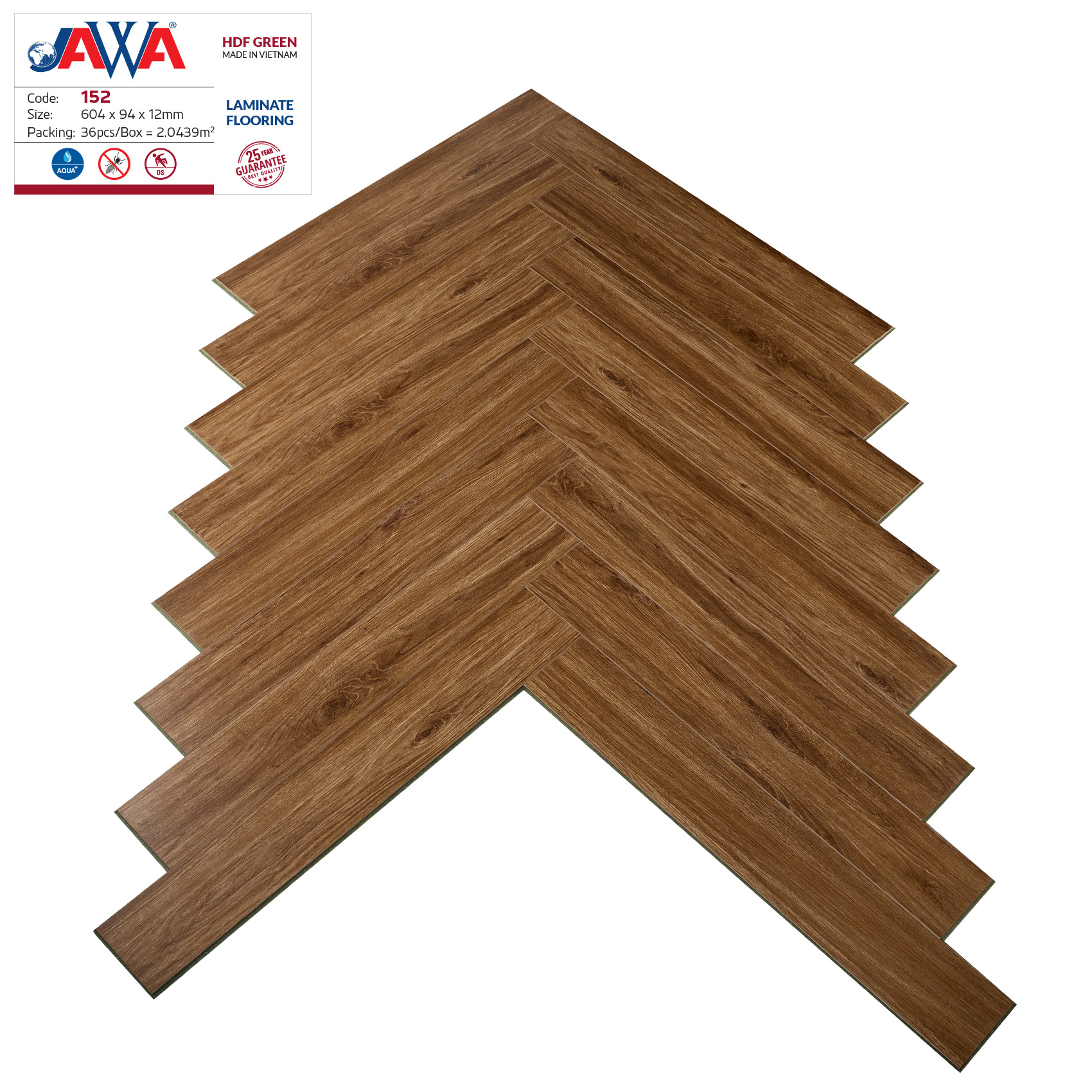 SÀN GỖ 12MM XƯƠNG CÁ LÕI XANH 152