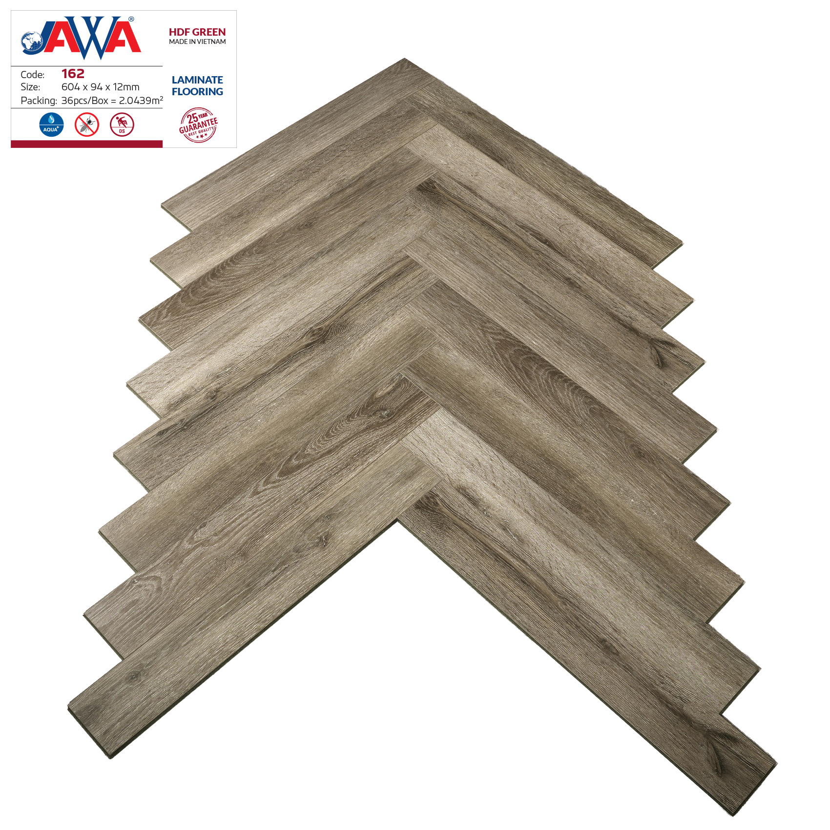 SÀN GỖ 12MM XƯƠNG CÁ LÕI XANH 162