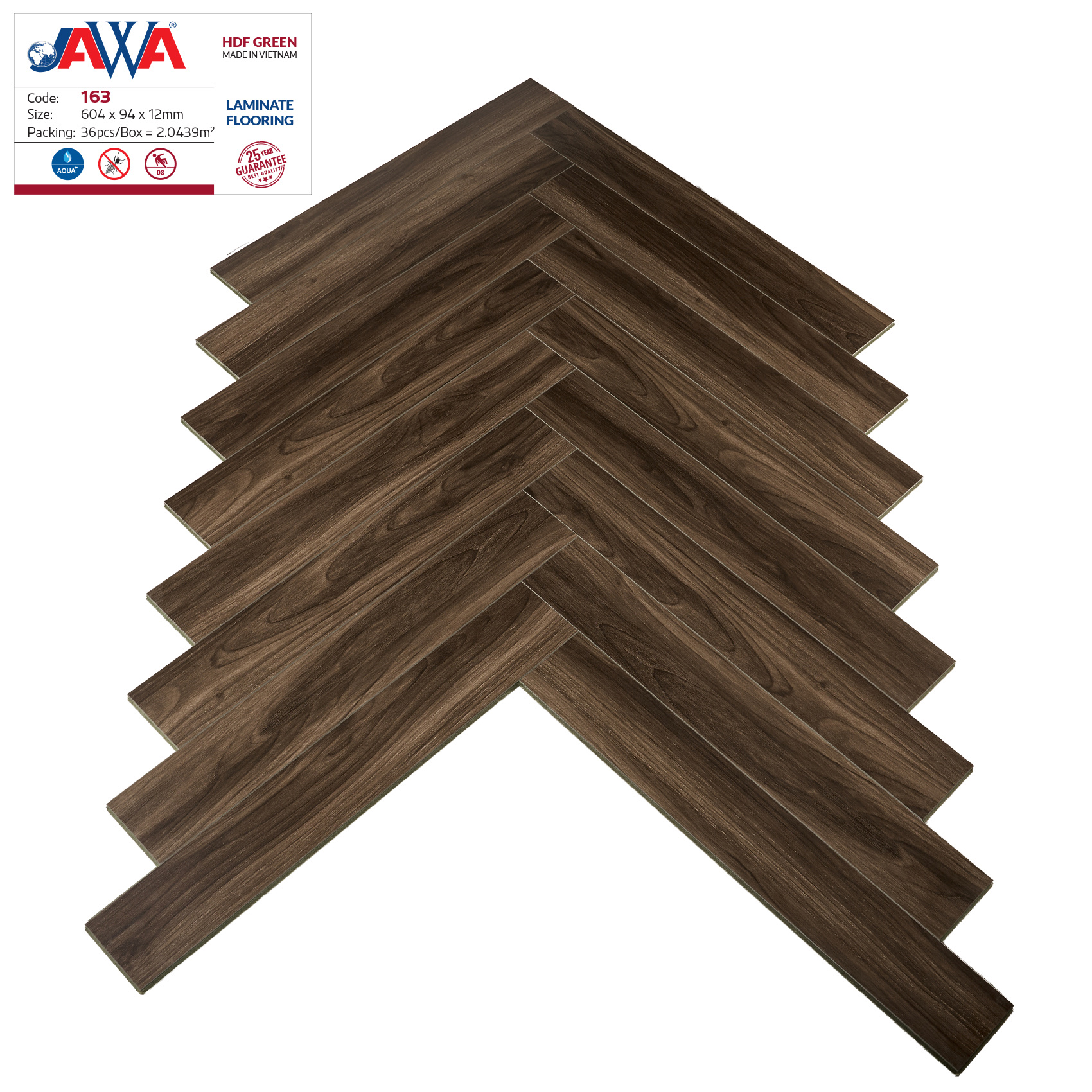 SÀN GỖ 12MM XƯƠNG CÁ LÕI XANH 163